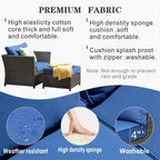 Patio Furniture Set Outdoor Sectional Sofa No Assembly Required 12 Pieces All Weather Wicker Conversation Set with Furniture Covers and 4 Pillows,12 PCS Navy Blue