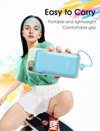 2 Pack 10000Mah Power Bank Built-In Foldable AC Wall Plug and Cables,Ultra Slim Compact Cell Phone Fast Charger,External Battery Pack Compatible with Iphone and Android Devices,Black & Blue