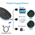 Sleek Rechargeable Bluetooth Mouse - 2.4GHz Wireless, Silent, LED Backlit, 1600 DPI for Ultimate Gaming & Productivity on PC & Laptop