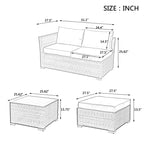 Patio Furniture, Outdoor Furniture, Seasonal PE Wicker Furniture, 4 Set Wicker Furniture with Tempered Glass Coffee Table