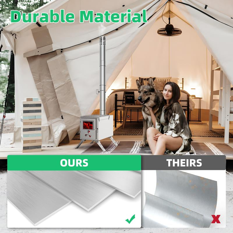 Docred Tent Wood Stove, Camping Gear for Hot Tent, 83 Inch, Portable Stainless Steel Wood Burning Stove with 7 Chimney Pipes & Gloves for Wall Tent Camping, Cooking, Ice Fishing, Hunting, Boiling Water, Keep Warm