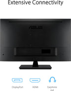 31.5” 2K Monitor (VP32AQ) - WQHD (2560 X 1440), IPS, 100% Srgb, HDR10, 75Hz, Speakers, Adaptive-Sync/Freesync, Low Blue Light, Eye Care, VESA Mountable, Frameless, Displayport, HDMI, Tilt