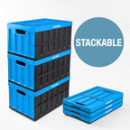 Collapsible Storage Bins with Lids- Charcoal 3 Pack 46L - Plastic Containers Stackable Organization Crates Home Closet Space-Saving Durable