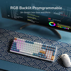 RK98 Wireless Mechanical Keyboard, Tri-Mode 2.4G/BT5.1/USB-C Hot Swappable Full Size Keyboard, RGB Backlit Gaming Keyboard, Massive Battery Software Support, Brown Switch