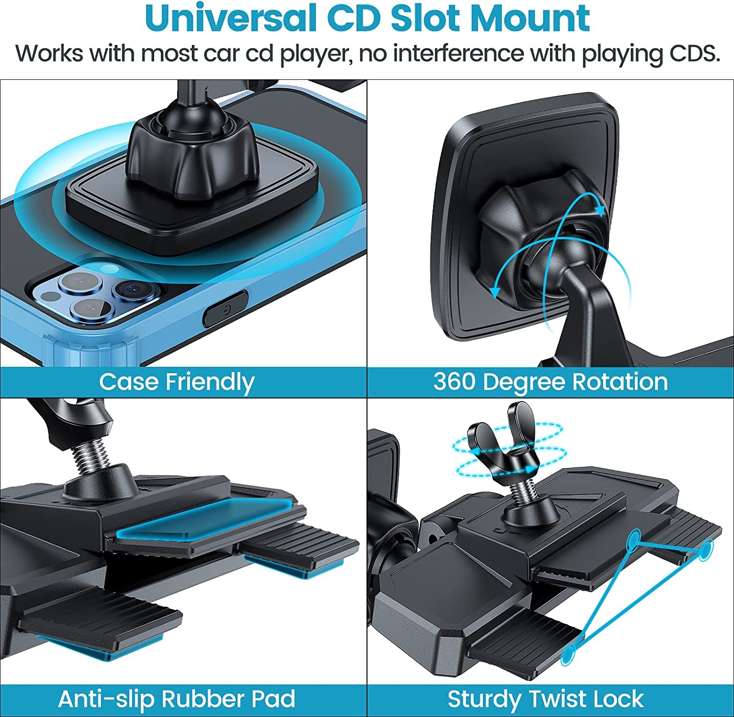 Universal Magnetic CD Phone Holder - Anti-Shake Car Mount for Safe Driving