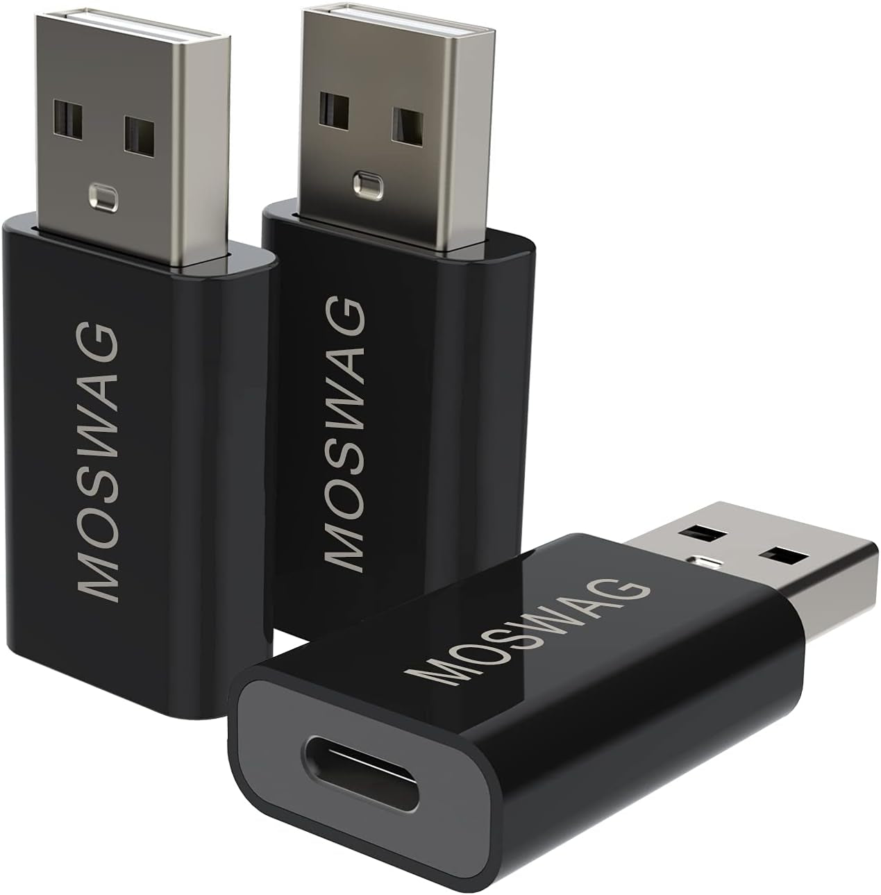 3 Pack USB C to USB Adapter - Male to Female, Type-C to Type a Compatible with Apple Magsafe Charger, Mac, Laptops and Pcs