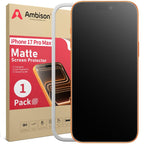 Ambison 2 Pack Matte Screen Protector for Iphone 13/14/15/16/17Air/Pro/Pro Max 2025 Tempered Glass, ,Scratch Resistance Military Grade, anti Glare & anti Fingerprint, No Bubbles, Smooth as Silk, Easy Installation Frame