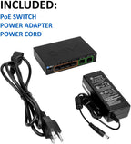-Tech 6 Port Poe+ Switch (4 Poe+ Ports with 2 Ethernet Uplink and Extend Function) – 60W – 802.3At + 1 High Power Poe Port| Desktop Fanless Design | Plug & Play | Sturdy Metal Housing