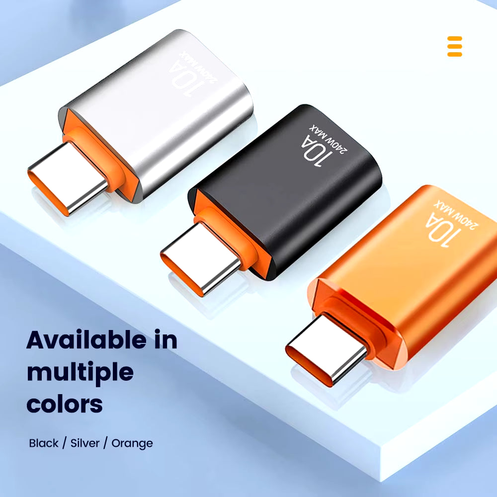High-Speed 10A USB Type C to USB A Adapter - OTG Converter for MacBook, iPad, Huawei, Xiaomi & Samsung
