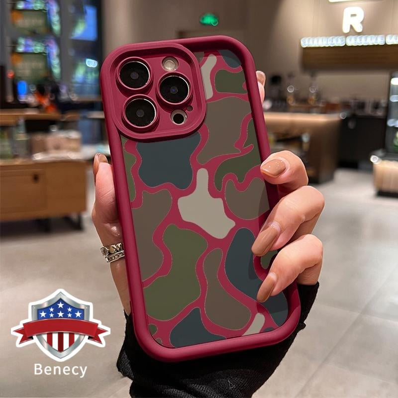 Soft Phone Case for Iphone 17 16 Pro Max 15 plus 14 13 12 11 Air XR XS E Camouflage Harmony Pattern TPU Bumper Camera Lens Protection Rugged Durable Phone Cover