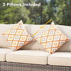 Lovall Rattan Wicker 7 - Person Seating Group with Fire Pit and Cushions