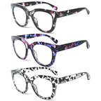 ZOELEAD 3 Pack Reading Glasses for Women Men Blue Light Blocking Readers with Spring Hinges Fashion Computer Eyeglasses