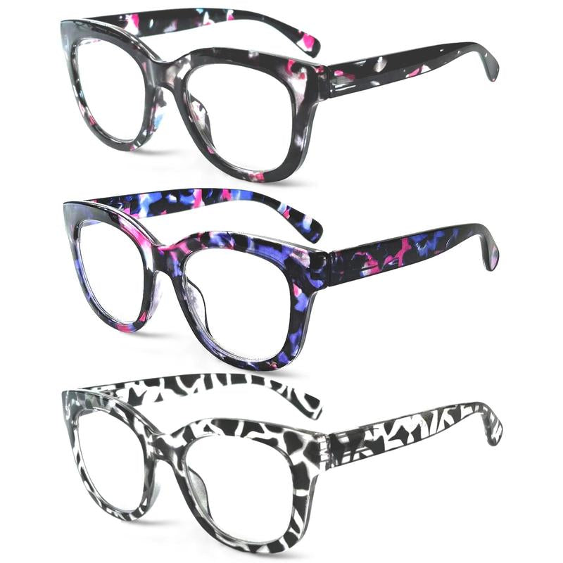 ZOELEAD 3 Pack Reading Glasses for Women Men Blue Light Blocking Readers with Spring Hinges Fashion Computer Eyeglasses