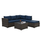 Patio Furniture, Outdoor Furniture, Seasonal PE Wicker Furniture, 4 Set Wicker Furniture with Tempered Glass Coffee Table