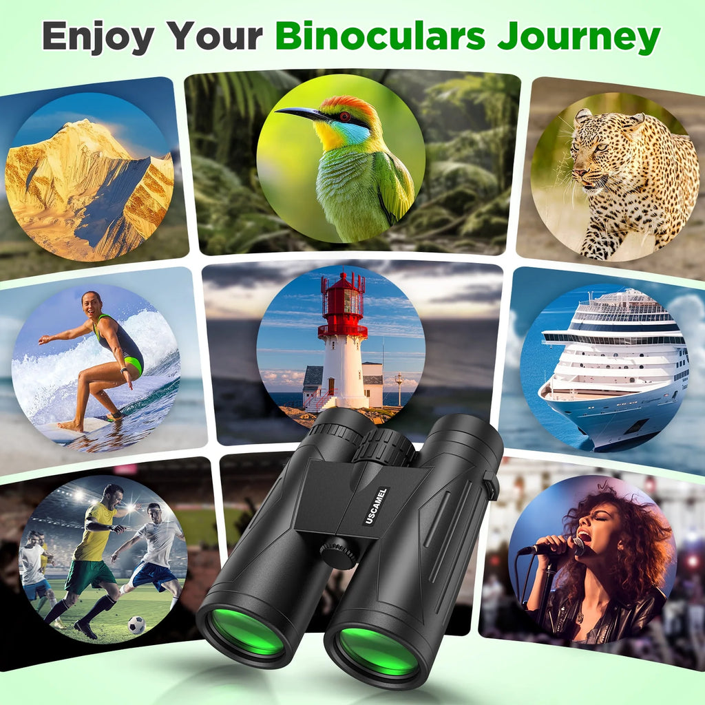 12X42 Binoculars for Adults Kids, HD Binoculars Waterproof FMC BAK4 Binoculars Low Light Night Vision for Bird Watching Travel Hunting Outdoor Sports Concerts
