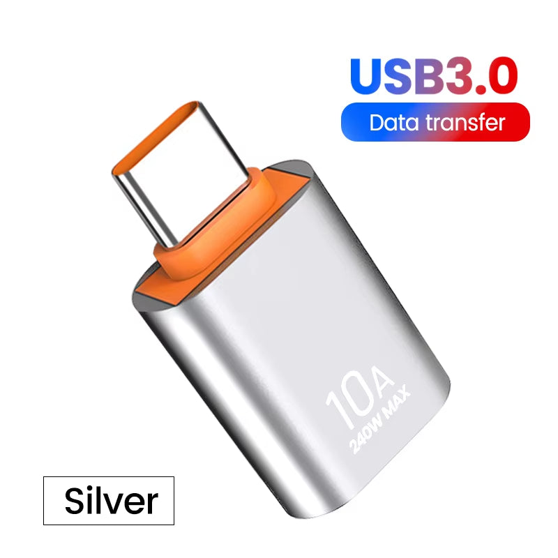 High-Speed 10A USB Type C to USB A Adapter - OTG Converter for MacBook, iPad, Huawei, Xiaomi & Samsung