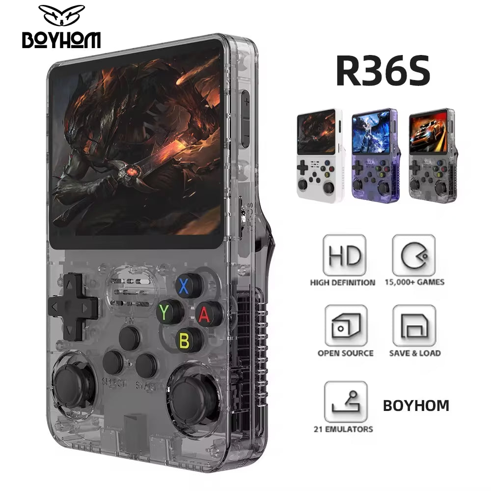 128GB R36S Retro Handheld Game Console – Linux System, 3.5" IPS Screen, 64GB Preloaded Games - Portable Pocket Player