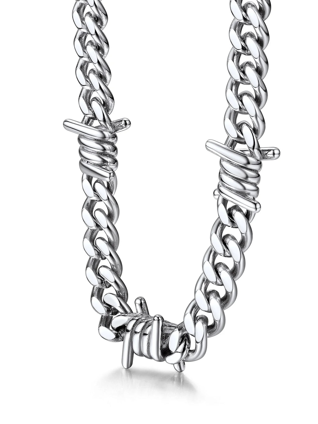 Thorns Cuban Chain for Men 9MM Thick Barbed Wire Choker Necklace Birthday Christmas Birthday Gifts for Dad Son Husband, 20 Inch