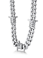 Thorns Cuban Chain for Men 9MM Thick Barbed Wire Choker Necklace Birthday Christmas Birthday Gifts for Dad Son Husband, 20 Inch