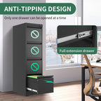 Metal 4 Drawer File Cabinet Vertical Lockable Storage Filing Organizer Office