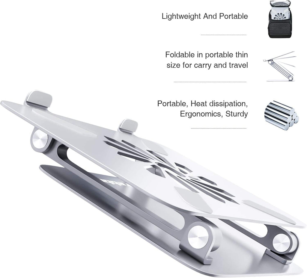 Adjustable Ergonomic Laptop Stand with Heat-Vent - Elevate Your Laptop for Comfort & Performance (Compatible with All 10-17" Laptops, Silver)